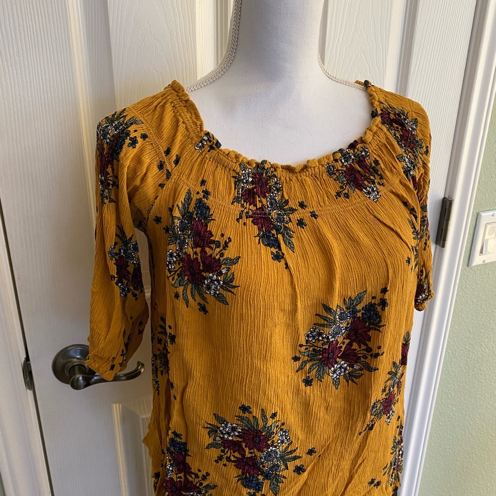 On or off shoulder yellow floral top from Nordstrom